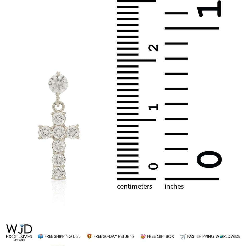 14K White Gold 1Ct Simulated Diamond Cross Dangle Drop Stud Earrings | WJD  Exclusives
